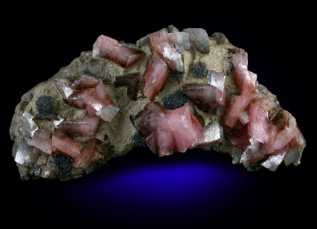 Rhodochrosite on Gageite from N'Chwaning II Mine, Kalahari Manganese Field, Northern Cape Province, South Africa