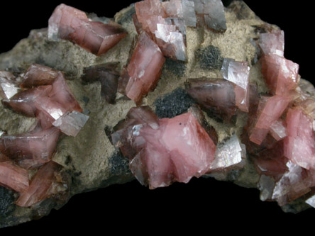 Rhodochrosite on Gageite from N'Chwaning II Mine, Kalahari Manganese Field, Northern Cape Province, South Africa