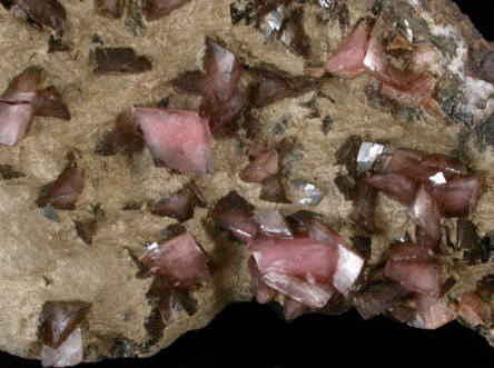 Rhodochrosite on Gageite from N'Chwaning II Mine, Kalahari Manganese Field, Northern Cape Province, South Africa