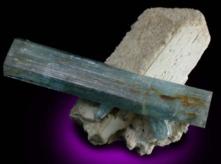 Beryl var. Aquamarine on Microcline from Erongo Mountains, Namibia