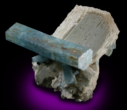 Beryl var. Aquamarine on Microcline from Erongo Mountains, Namibia