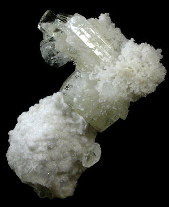 Apophyllite on Quartz from Bombay Quarry, Mumbai (Bombay), Maharastra, India