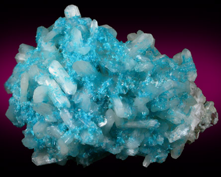 Cavansite on Stilbite over Calcite from Wagholi Quarry, Maharashtra, India