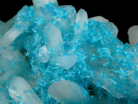 Cavansite on Stilbite over Calcite from Wagholi Quarry, Maharashtra, India