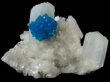 Cavansite on Stilbite from Wagholi Quarry, Maharashtra, India