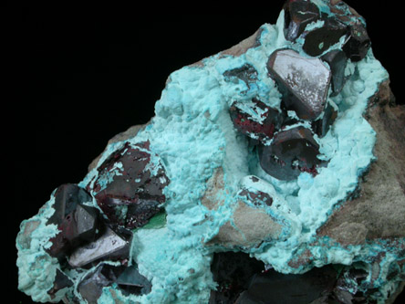 Cuprite in Chrysocolla from Mashamba West Mine, 13 km west of Kolwezi, Katanga Copperbelt, Lualaba Province, Democratic Republic of the Congo