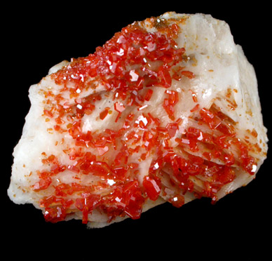 Vanadinite on Barite from Mibladen, Haute Moulouya Basin, Zeida-Aouli-Mibladen belt, Midelt Province, Morocco