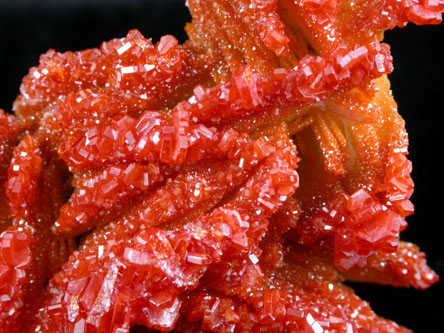 Vanadinite on Barite from Mibladen, Haute Moulouya Basin, Zeida-Aouli-Mibladen belt, Midelt Province, Morocco