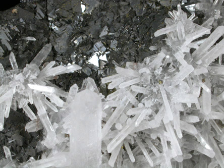 Quartz on Sphalerite from Huaron District, Cerro de Pasco Province, Pasco Department, Peru