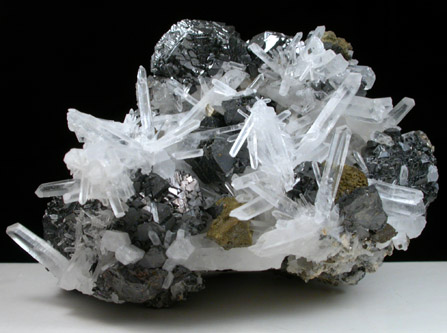 Quartz, Sphalerite, Chalcopyrite from Huaron District, Cerro de Pasco Province, Pasco Department, Peru