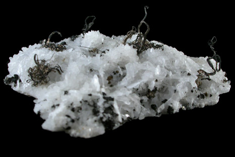 Silver, Calcite, Quartz from El Bote Mine, Zacatecas, Mexico