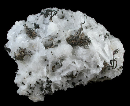 Silver, Calcite, Quartz from El Bote Mine, Zacatecas, Mexico
