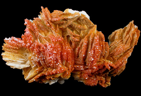 Vanadinite on Barite from Mibladen, Haute Moulouya Basin, Zeida-Aouli-Mibladen belt, Midelt Province, Morocco