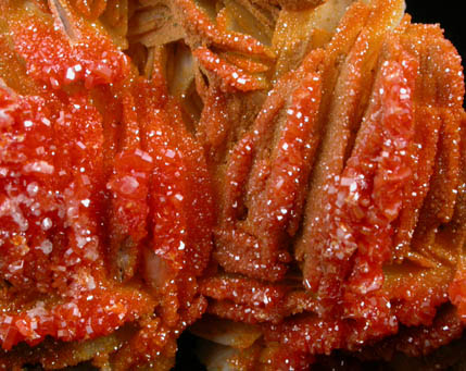 Vanadinite on Barite from Mibladen, Haute Moulouya Basin, Zeida-Aouli-Mibladen belt, Midelt Province, Morocco