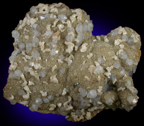 Dolomite and Quartz on Barite from Blackdene Mine, Ireshopeburn, Weardale, County Durham, England