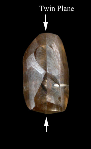Diamond (1.25 carat macle, twinned crystal) from Northern Cape Province, South Africa