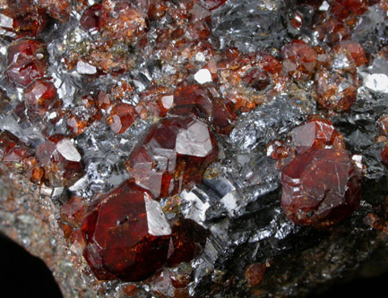 Spessartine Garnet in Galena from Broken Hill, New South Wales, Australia