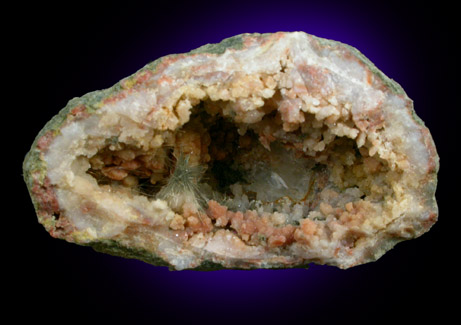 Millerite in Quartz Geode from US Route 27 road cut, Halls Gap, Lincoln County, Kentucky