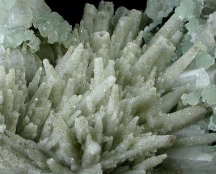 Datolite pseudomorphs after Glauberite with Apophyllite and Prehnite from Prospect Park Quarry, Prospect Park, Passaic County, New Jersey