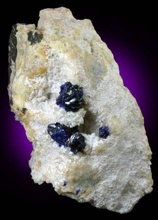 Azurite on Quartz from San Carlos Mine, Mazapil, Zacatecas, Mexico