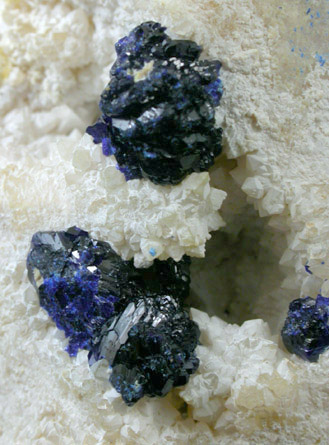 Azurite on Quartz from San Carlos Mine, Mazapil, Zacatecas, Mexico