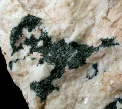 Clinochlore var. Prochlorite on Orthoclase from Manhattan Island, New York City, New York