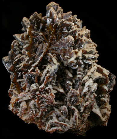 Smithsonite on Descloizite from Berg Aukas Mine, 16 km ENE of Grootfontein, Otavi Mountain Land, Namibia