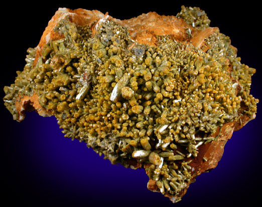 Pyromorphite on Barite from Mine des Farges, Ussel, Corrze, France