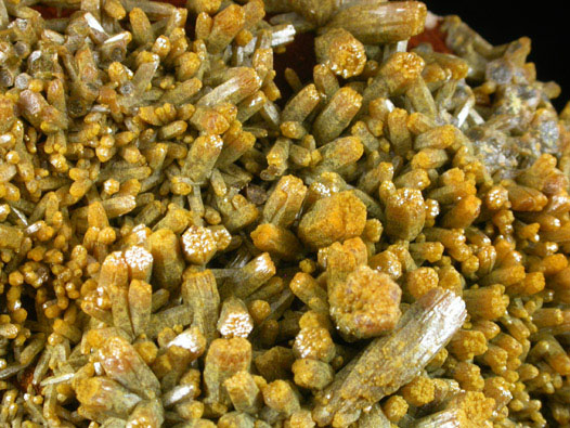 Pyromorphite on Barite from Mine des Farges, Ussel, Corrze, France