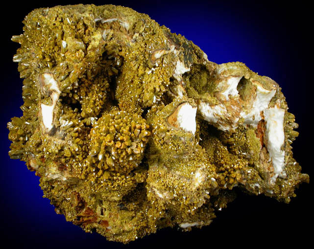 Pyromorphite on Barite from Mine des Farges, Ussel, Corrze, France