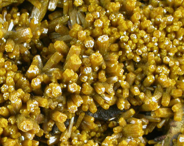 Pyromorphite on Barite from Mine des Farges, Ussel, Corrze, France