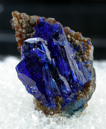 Linarite on Quartz from Grand Reef Mine, Aravaipa District, Graham County, Arizona