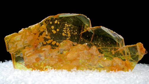 Mimetite on Wulfenite from San Francisco Mine, Cucurpe, Sonora, Mexico