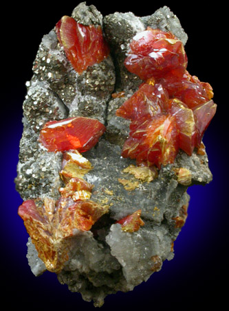 Orpiment on Pyrite from Quiruvilca District, Santiago de Chuco Province, La Libertad Department, Peru