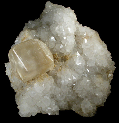 Calcite on Quartz from Allenhead Mine, Allendale, County Durham, England