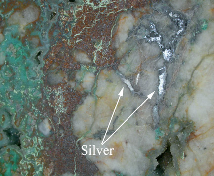 Silver and Chrysocolla from Darwin District, Inyo County, California