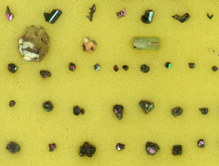 Rutile (set of 140 crystals) from Hiddenite Mine, Alexander County, North Carolina