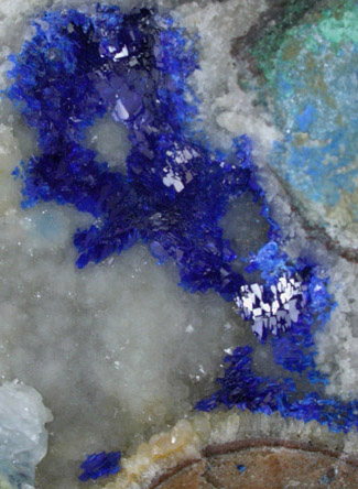 Linarite on Quartz from Grand Reef Mine, Aravaipa District, Graham County, Arizona