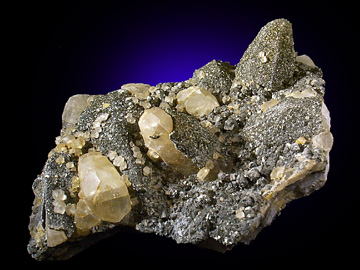 Marcasite on Calcite from Shullsburg District, Lafayette County, Wisconsin