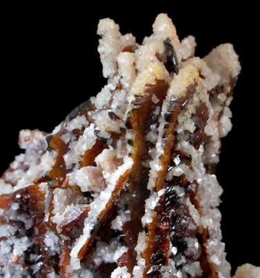 Smithsonite on Descloizite from Berg Aukas Mine, 16 km ENE of Grootfontein, Otavi Mountain Land, Namibia