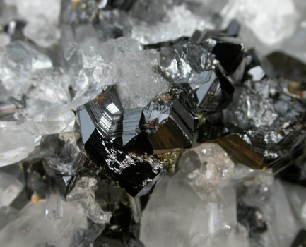 Cassiterite on Quartz from Huanuni District, Dalence Province, Oruro Department, Bolivia