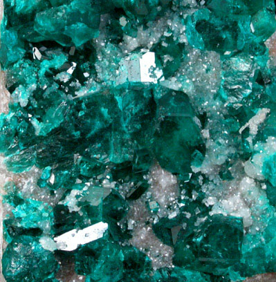 Dioptase and Calcite from Tsumeb Mine, Otavi-Bergland District, Oshikoto, Namibia