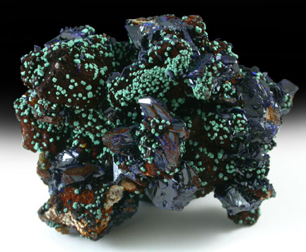 Malachite on Azurite from Tsumeb Mine, Otavi-Bergland District, Oshikoto, Namibia