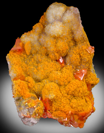 Mimetite with Wulfenite from Rowley Mine, 20 km northwest of Theba, Painted Rock Mountains, Maricopa County, Arizona