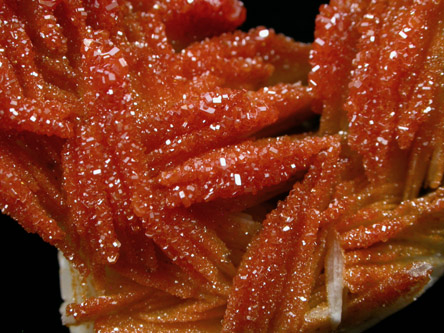 Vanadinite on Barite from Mibladen, Haute Moulouya Basin, Zeida-Aouli-Mibladen belt, Midelt Province, Morocco