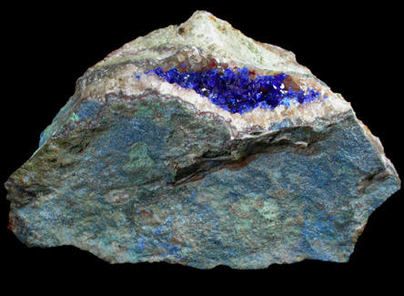 Linarite on Quartz from Grand Reef Mine, Aravaipa District, Graham County, Arizona