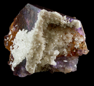 Calcite on Fluorite from Minerva #1 Mine, Cave-in-Rock District, Hardin County, Illinois