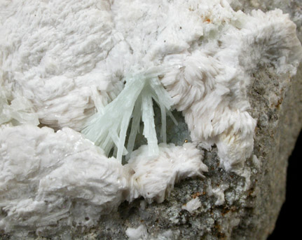 Strontianite on Barite from Strontian, Loch Sunart, Highland (formerly Argyll), Scotland (Type Locality for Strontianite)