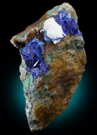 Linarite on Quartz from Grand Reef Mine, Aravaipa District, Graham County, Arizona