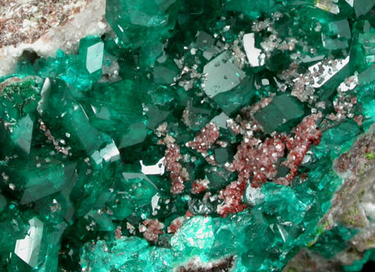 Dioptase, Calcite, Duftite from Tsumeb Mine, Otavi-Bergland District, Oshikoto, Namibia (Type Locality for Duftite)